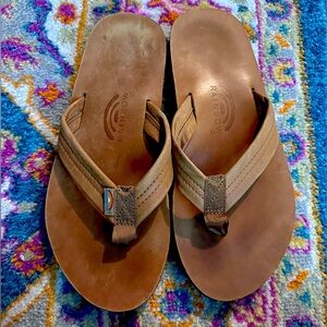 Rainbow flip flops 9